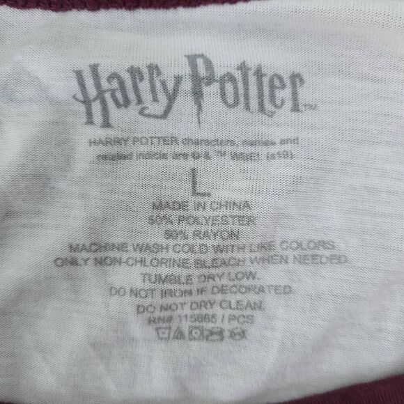Harry Potter Womens Hogwarts School Tee Large White Maroon Wizard Semi Sheer - Picture 4 of 6